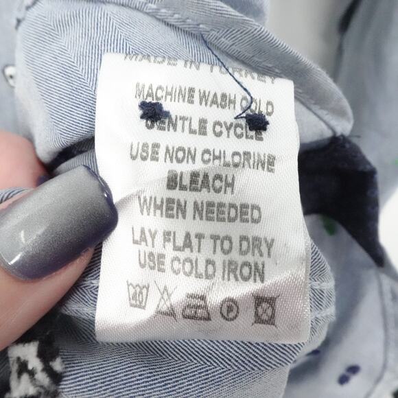 Luchiano Visconti Shirt Mens 2XL Gray Embroidered Skull Pattern Button Up Casual - Picture 12 of 14